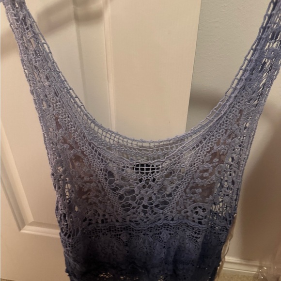 Rue21 Gray and Blue Crochet Asymmetrical Tank Top - Picture 1 of 2